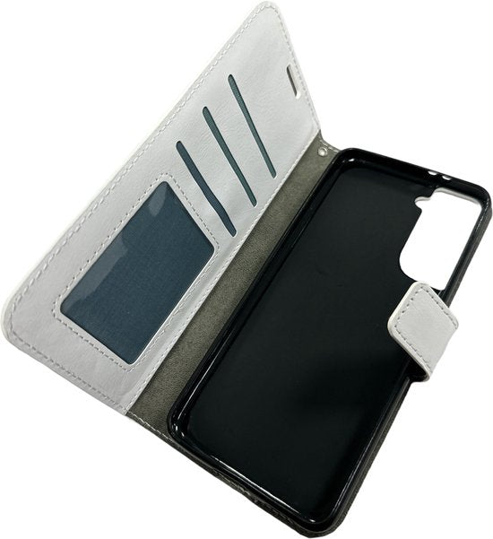 Portemonnee Hoesje - 2 Pack Screenprotector Geschikt voor: Samsung Galaxy S22 S901 - wit