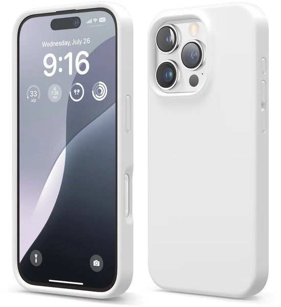 iPhone 15 Pro Max Hoesjes – Liquid Siliconen Backcover – Soft Touch – Schokbestendig – Wit-Ilumina Benelux
