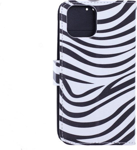 iPhone 12 Pro Max Hoesjes – Bookcase Portemonnee – Pasjeshouder – Magneetsluiting – Zebra Print-Ilumina Benelux