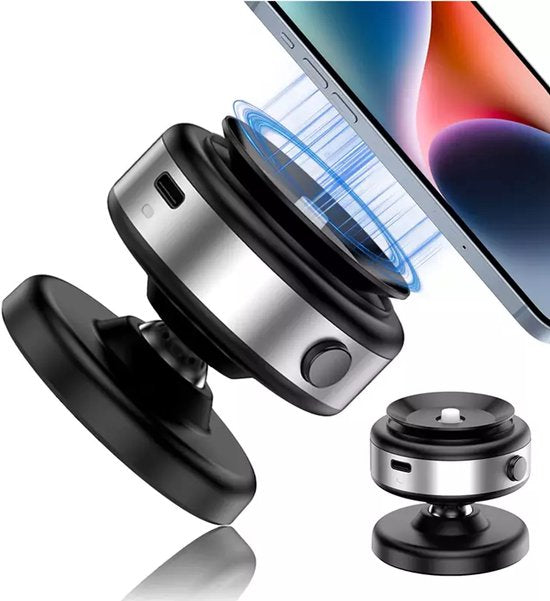 Telefoonhouder auto – Magnetisch vacuüm met zuignap – Verstelbaar – Geschikt voor iPhone & Android – Zilver-Ilumina Benelux