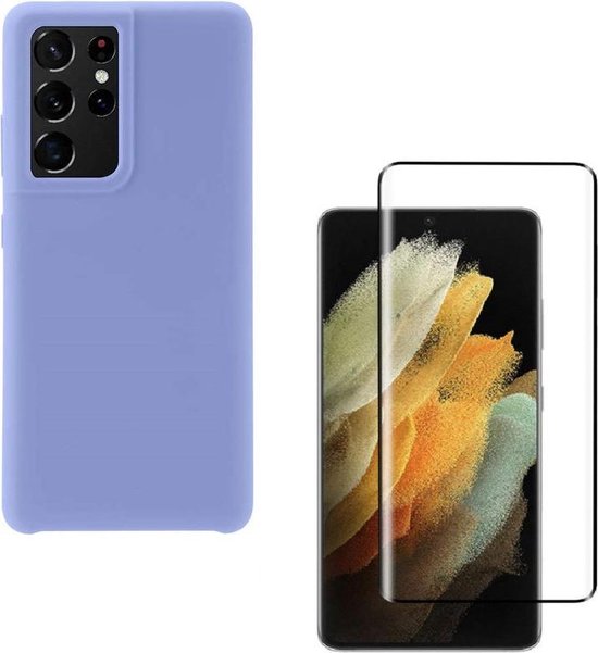 Samsung Galaxy S21 Ultra Hoesjes – Liquid Siliconen Backcover – Soft Touch Flexibel – Inclusief Screenprotector – Paars-Ilumina Benelux