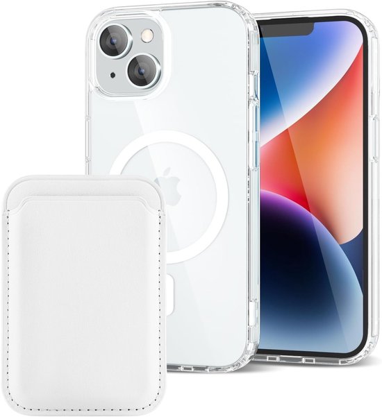 iPhone 14 Plus Hoesjes – Anti-Shock Backcover met MagSafe – Magnetische Pasjeshouder – Wit-Ilumina Benelux