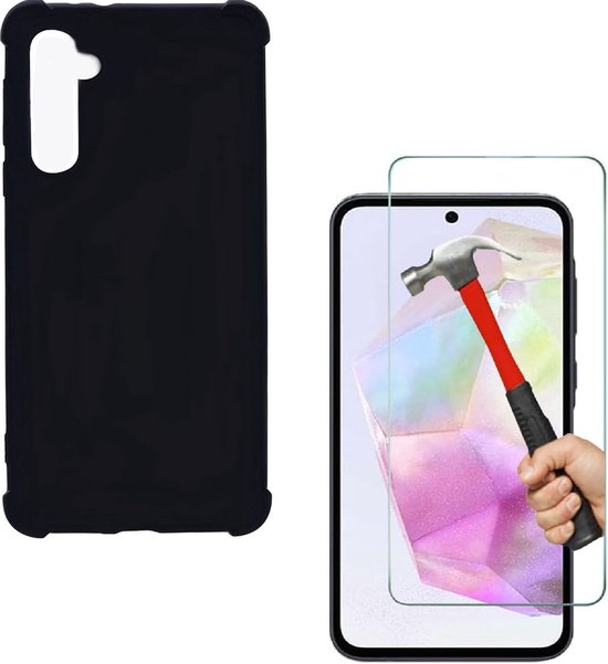 Samsung Galaxy S23 FE Hoesjes – Siliconen Backcover – Schokbestendig – Zwart + 3x Screenprotector-Ilumina Benelux