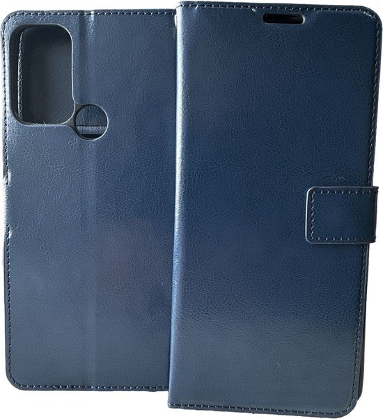 Motorola Moto G60s Hoesjes – Portemonnee Book Case – Pasjeshouder – 2x Screenprotector – Blauw-Ilumina Benelux