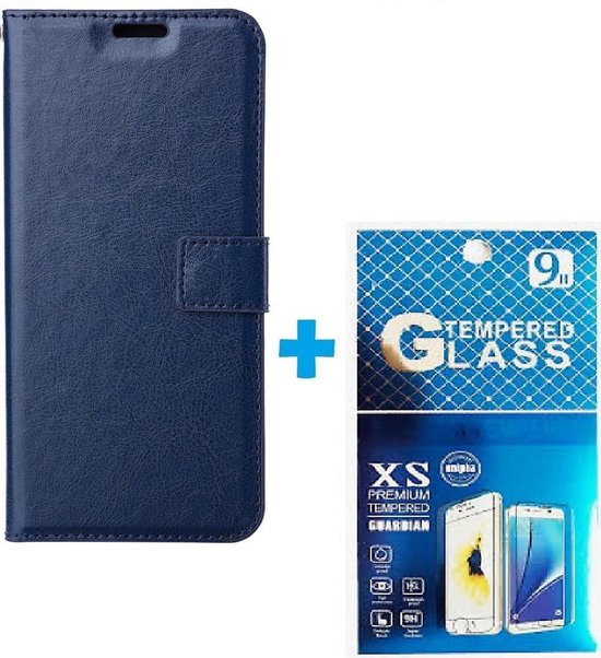 Xiaomi 12 Pro Hoesjes – Portemonnee Book Case – Pasjeshouder – 2x Gehard Glas Screenprotector – Blauw-Ilumina Benelux