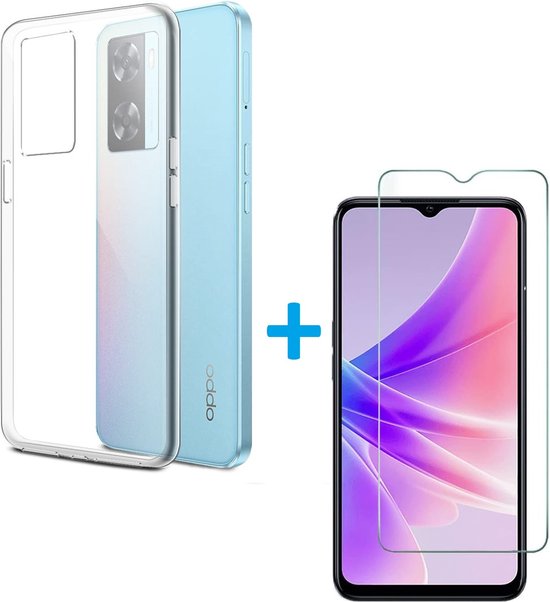 Oppo A77 5G Hoesjes – Transparante TPU Siliconen Backcover – Soft Case – 2x Gehard Glas Screenprotector-Ilumina Benelux