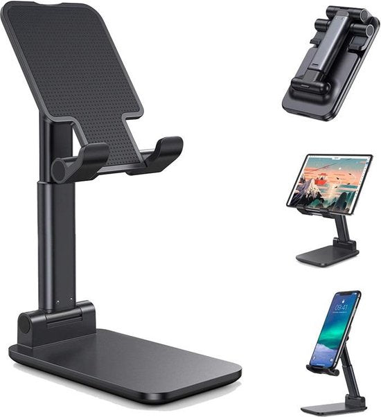 Telefoonhouder bureau – Verstelbare telefoon & tablethouder – Universeel – Opvouwbaar – Zwart-Ilumina Benelux