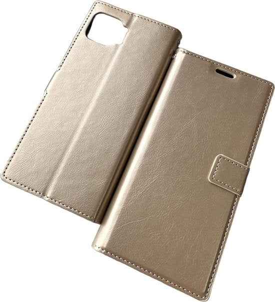 Motorola Moto G 5G Plus Hoesjes – Portemonnee Book Case – Pasjeshouder – Magneetsluiting – Goud-Ilumina Benelux