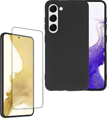 Samsung Galaxy S23 Hoesjes – Siliconen Backcover – Soft Silicone – Zwart – Inclusief 3x Screenprotector