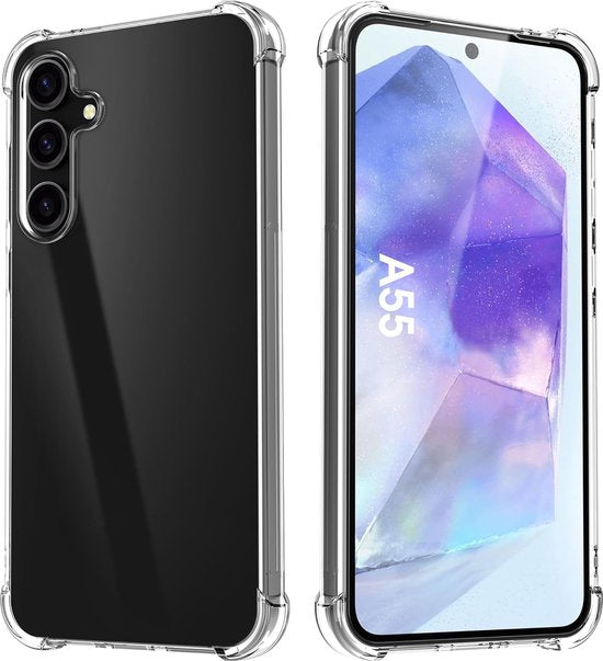 Samsung Galaxy A35 5G Hoesjes – Siliconen Backcover – Schokbestendig – Transparant + 2x Screenprotector-Ilumina Benelux