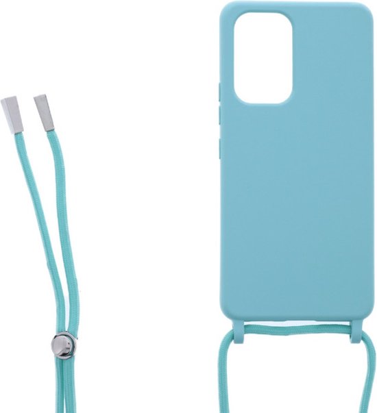 Samsung Galaxy A52 5G Hoesjes – Siliconen Backcover met Ketting – TPU – Turquoise-Ilumina Benelux