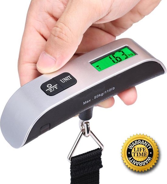 Digitale kofferweegschaal - Draagbare Elektronische Weegschaal tot 50 Kg - Digitale bagage weegschaal - Hang Weegschaal Met Batterij - digitale weegschaal met Lcd-scherm - tassen/koffers wegen voor het reizen - Travel - Reisweegschaal -