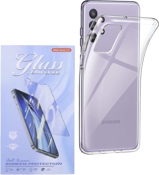 Samsung Galaxy A32 4G Hoesjes – Transparante TPU Siliconen Backcover – Inclusief 2x Gehard Glas Screenprotector-Ilumina Benelux