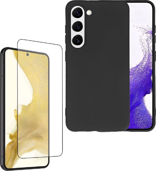 Samsung Galaxy S23 Plus Hoesjes – Siliconen Backcover – Soft Silicone – Inclusief 2x Screenprotector – Zwart-Ilumina Benelux