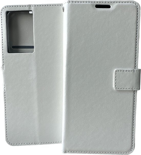 Motorola Moto G200 5G Hoesjes – Portemonnee Bookcase – Pasjeshouder – Magneetsluiting – Wit-Ilumina Benelux
