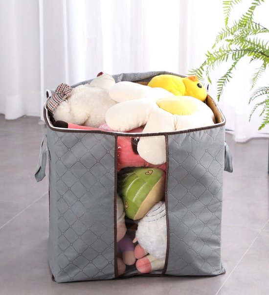 Opbergtas kleding – Set van 4 – Dekbed opbergzak – Ruimtebesparend – Voor beddengoed, handdoeken en seizoenskleding – Grijs-Opbergtas kleding-Ilumina Benelux