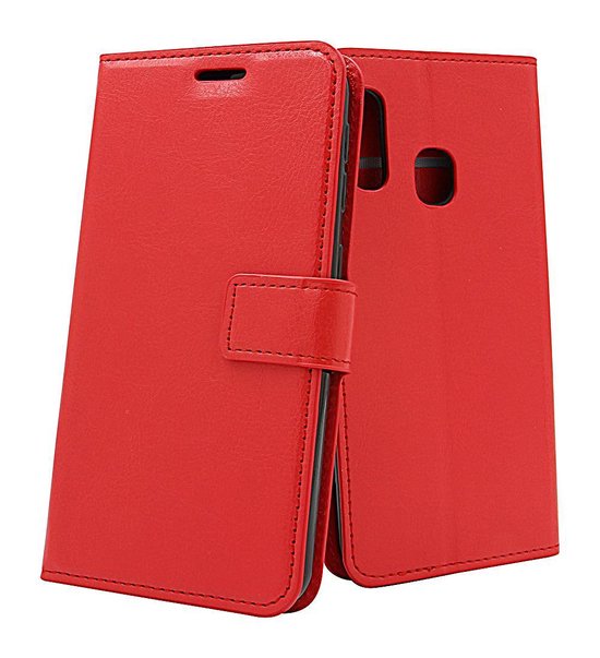 Samsung Galaxy A20E Hoesjes – Portemonnee Hoes – Pasjeshouder – Magneetsluiting – Rood-Ilumina Benelux
