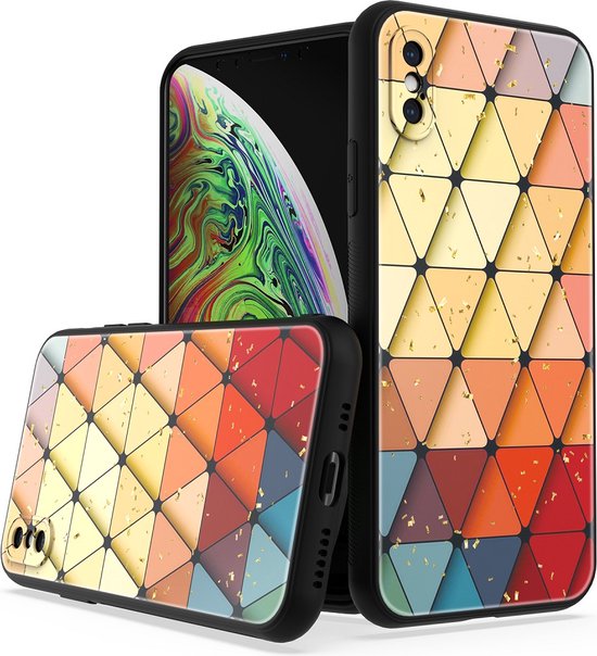 iPhone Xs Max Hoesjes – Siliconen Backcover – Marmer Print – Triangle Design-Ilumina Benelux
