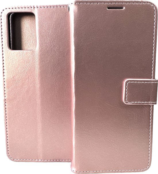 Motorola Moto G53 Hoesjes – Portemonnee Bookcase – Pasjeshouder – Magneetsluiting – Roségoud-Ilumina Benelux