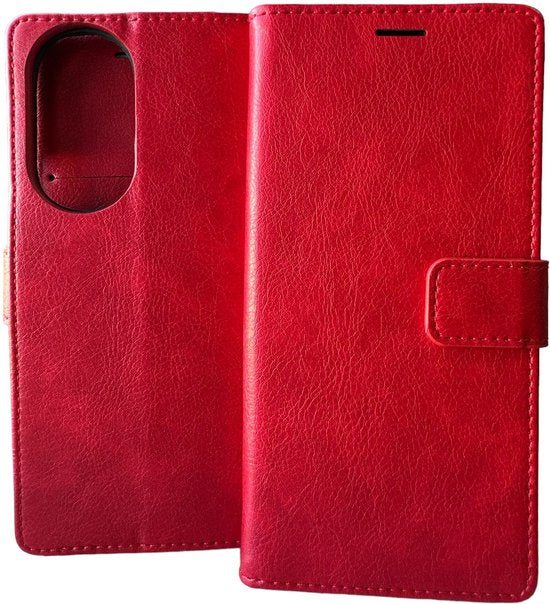 Motorola Edge 30 Pro Hoesjes – Portemonnee Book Case – Pasjeshouder – Magneetsluiting – Rood-Ilumina Benelux