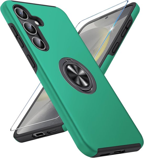 Backcover Shockproof Inclusief Screenprotector Gehard Glas - Hoesje Geschikt voor: Samsung Galaxy A35 - Groen