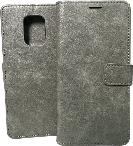Xiaomi Redmi Note 10 Lite Hoesjes – Portemonnee Book Case – Pasjeshouder – Magneetsluiting – Grijs-Ilumina Benelux