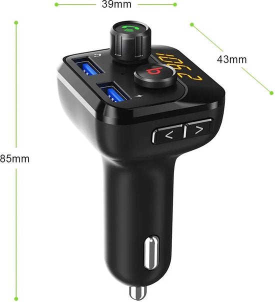 Bluetooth FM Transmitter Auto – Handsfree Bellen – USB & MicroSD Muziek – 3.4A Dual USB Snellader – Bass Boost – Zwart-Ilumina Benelux