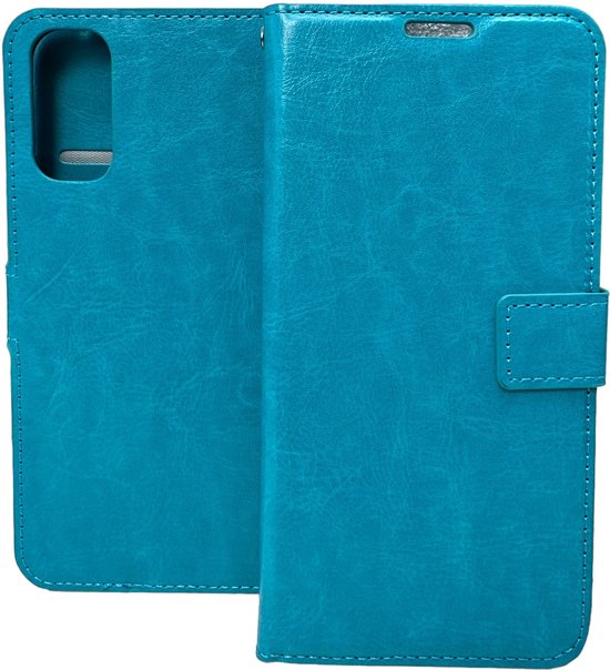Oppo Reno 4 Pro 5G Hoesjes – Portemonnee Book Case – Pasjeshouder – Magneetsluiting – Turquoise-Ilumina Benelux