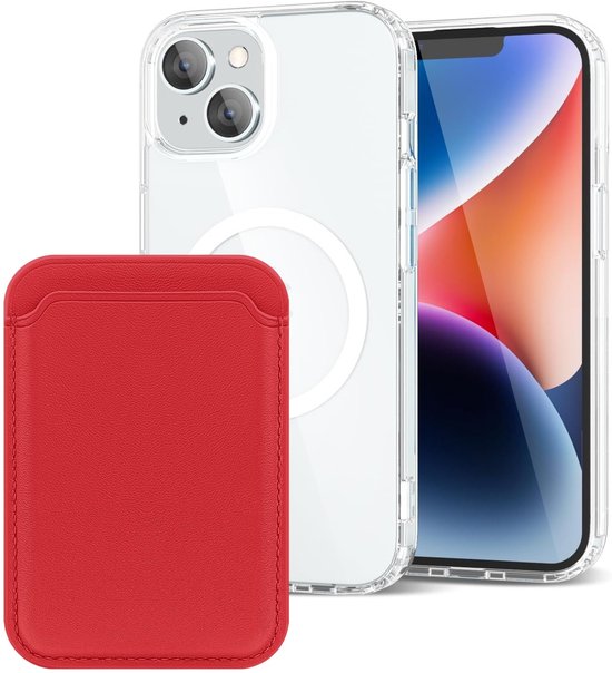 iPhone 14 Hoesjes – Anti-Shock Backcover met MagSafe – Magnetische Pasjeshouder – Rood-Ilumina Benelux
