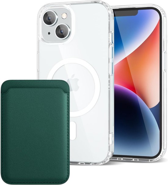 iPhone 14 Plus Hoesjes – Anti-Shock Backcover met MagSafe – Magnetische Pasjeshouder – Groen-Ilumina Benelux
