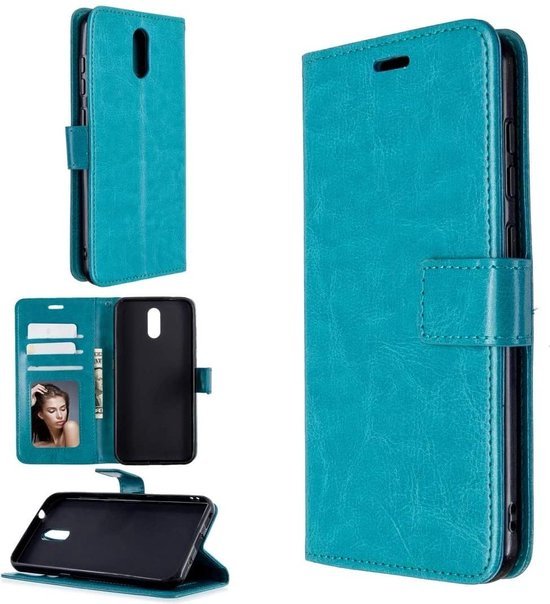 Nokia 2 Hoesjes – Portemonnee Book Case – Pasjeshouder – 2x Gehard Glas Screenprotector – Turquoise-Ilumina Benelux