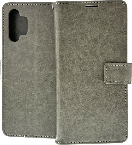 Samsung Galaxy A13 4G Hoesjes – Portemonnee Bookcase – Pasjeshouder – 2x Gehard Glas Screenprotector – Grijs-Ilumina Benelux