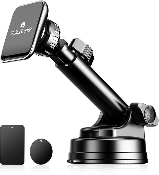 Telefoonhouder auto – Magnetisch – Sterke zuignap – Uittrekbare arm – 360° draaibaar – Zwart-Ilumina Benelux