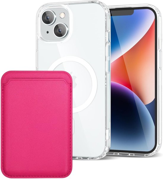 iPhone 13 Hoesjes – Anti-Shock Backcover met MagSafe – Magnetische Pasjeshouder – Roze-Ilumina Benelux
