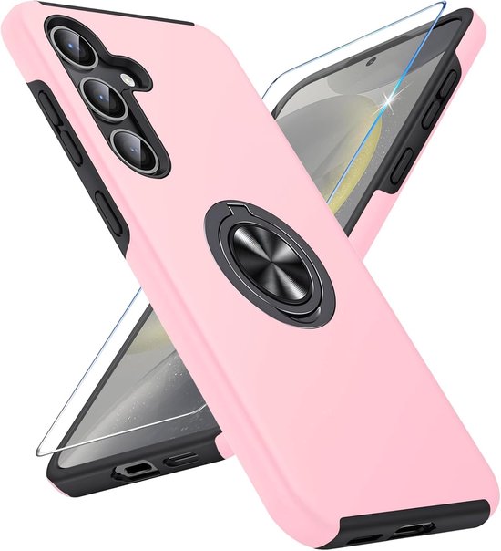 Backcover Shockproof Inclusief Screenprotector Gehard Glas - Hoesje Geschikt voor: Samsung Galaxy S24 Plus - Roze