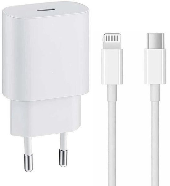 USB-C Oplader – Geschikt voor iPhone & iPad – 25W Snellader – USB-C naar Lightning Kabel 3M-Oplader-Ilumina Benelux