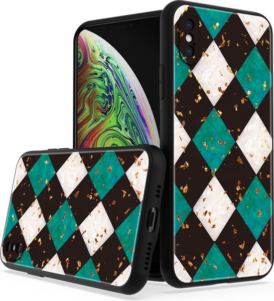 iPhone XR Hoesjes – Siliconen Backcover – Marmer Print – Groen-Ilumina Benelux