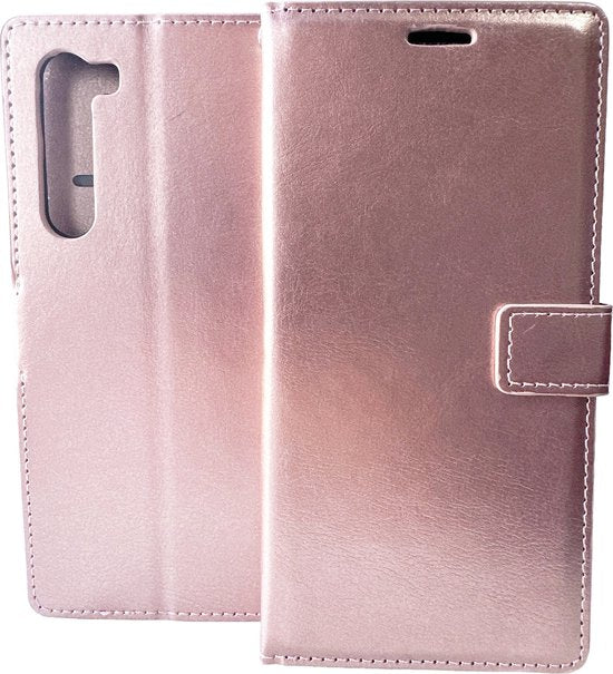 Motorola Moto Edge Hoesjes – Portemonnee Hoes – Bookcase – Magneetsluiting – Roségoud-Ilumina Benelux