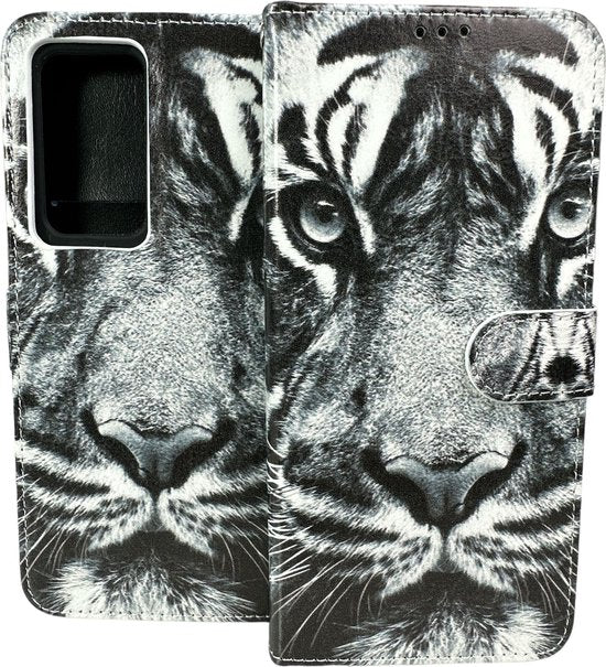 Oppo A77 5G Hoesjes – Portemonnee Book Case – Pasjeshouder – Tiger Print-Ilumina Benelux