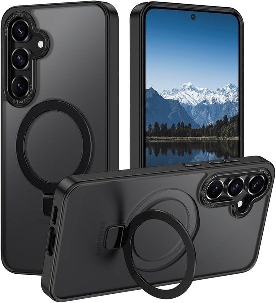 Backcover met standaard - MagSafe - Schokbestendig Hoesje - Geschikt voor: Samsung Galaxy S25 - Zwart