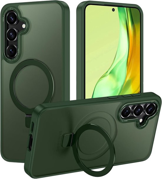 Samsung Galaxy S24 FE / S25 FE Hoesjes – MagSafe Backcover met Standaard – Schokbestendig – Groen-Ilumina Benelux