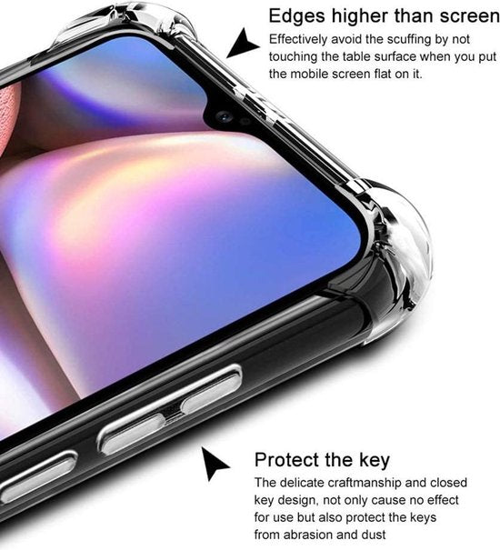 Bookcase Geschikt voor: Samsung Galaxy A21 Hoesje - Anti Shock Hybrid Case & 2X Tempered Glas Combi - Transparant