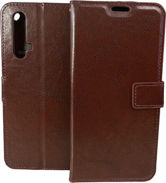 Realme X50 5G Hoesjes – Portemonnee Book Case – Pasjeshouder – 2x Gehard Glas Screenprotector – Bruin-Ilumina Benelux
