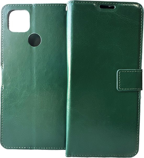 Xiaomi Redmi 9C Hoesjes – Bookcase Portemonnee Hoes – Pasjeshouder – Magneetsluiting – Groen-Ilumina Benelux