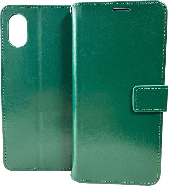 Samsung Galaxy A03 Core Hoesjes – Portemonnee Bookcase – Pasjeshouder – 2x Screenprotector Gehard Glas – Groen-Ilumina Benelux