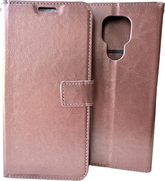 Motorola Moto E5 Plus Hoesjes – Portemonnee Bookcase – Pasjeshouder – 2x Screenprotector – Roségoud-Ilumina Benelux