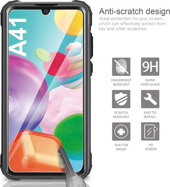 Samsung Galaxy A41 Hoesjes – Heavy Duty Backcover – Schokbestendig – Incl. Gehard Glas Screenprotector – Zwart-Ilumina Benelux