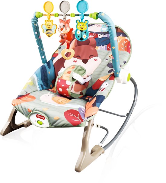 Wipstoel baby – Velox Goods VL-514 – Trillingen & muziek – Verstelbare rugleuning en speelboog – Inklapbaar – Grijs/Beige-Wipstoel-Ilumina Benelux