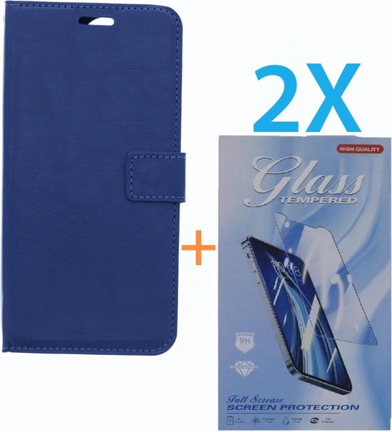 iPhone 14 Pro Max Hoesjes – Portemonnee Hoes – Magneetsluiting – Inclusief 2x Screenprotector – Blauw-Ilumina Benelux