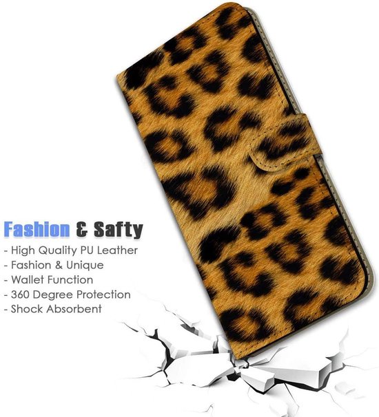 iPhone 12 Pro Hoesjes – Portemonnee Book Case – Pasjeshouder – Magneetsluiting – Luipaard Print-Ilumina Benelux